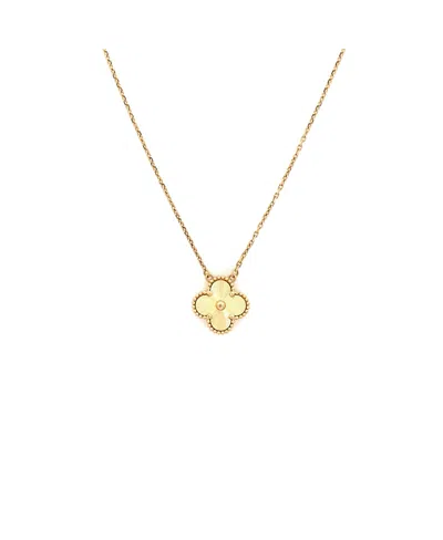 Pre-owned Pre-owned Van Cleef & Arpels  Van Cleef & Arpels Vintage Alhambra Pendant Necklace Guilloche 18k Gold, 19.5