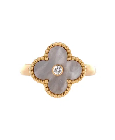 Pre-owned Pre-owned Van Cleef & Arpels  Van Cleef & Arpels Vintage Alhambra Ring 18k Gold With Mother Of Pearl And Diamond