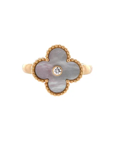 Pre-owned Pre-owned Van Cleef & Arpels  Van Cleef & Arpels Vintage Alhambra Ring 18k Gold With Mother Of Pearl And Diamond