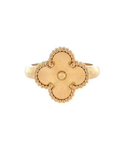 Pre-owned Pre-owned Van Cleef & Arpels  Van Cleef & Arpels Vintage Alhambra Ring Guilloche 18k Gold