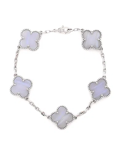 Pre-owned Pre-owned Van Cleef & Arpels  Van Cleef & Arpels Vintage-like Alhambra 5 Motifs Bracelet In 18k White Gold. Condition: G