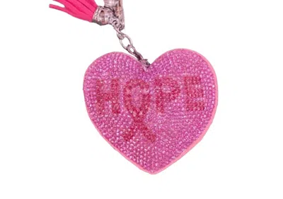 Prep Obsessed Glitzy Rhinestone Heart Keychain In Pink