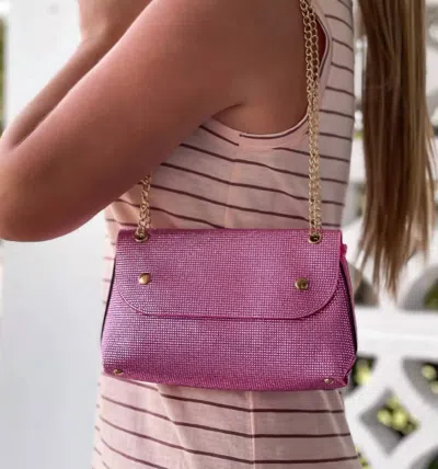 Prep Obsessed Rhinestone Shoulder Bag In Pink In Purple