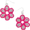 Prep Obsessed Women's Glitzy Flower Beaded Earrings In Pink In Pink