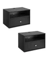 Prepac 2 Piece Floating Nightstand With Open Shelf Set In Black