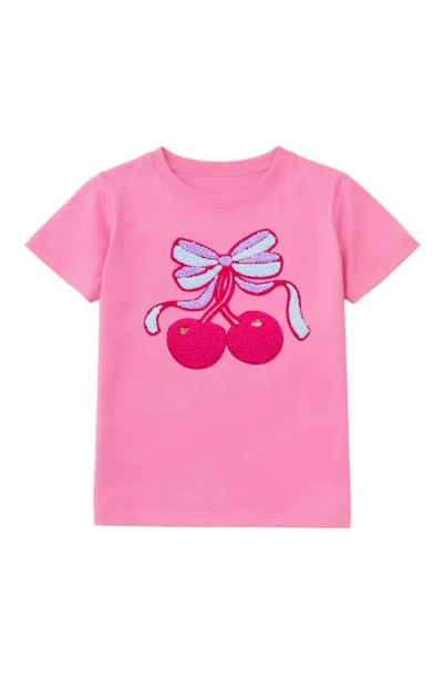 Preppy Goose Kids'  Cherry Bow Applique Short Sleeve Tee In Pink