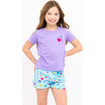 Preppy Goose Kids'  Cherry Heart Embroidered Short Sleeve T-shirt In Purple