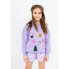 Preppy Goose Christmas Motif Applique Sweatshirt In Purple