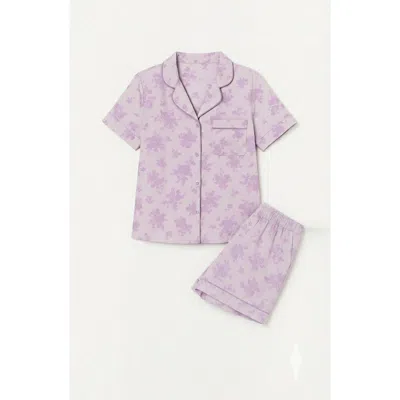 Preppy Goose Kids'  Floral Print Short Sleeve Jersey Pj In Pink