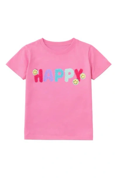 Preppy Goose Kids'  Happy Applique Short Sleeve Tee In Pink