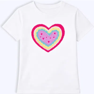 Preppy Goose Kids'  Heart Applique Short Sleeve Tee In White