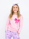 Preppy Goose Holiday Bow Noel Sweatshirt In Pink
