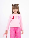 Preppy Goose Joy Applique Long Sleeve T-shirt In Pink