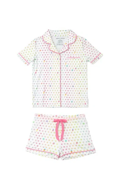 Preppy Goose Kids'  Multicolor Heart Print Short Sleeve Jersey Pj In Animal Print
