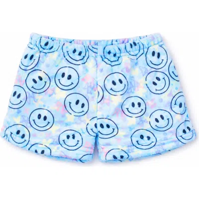 Preppy Goose Kids'  Plush Blue Smiley Loungewear Shorts In Multi