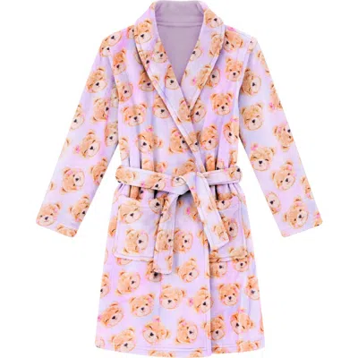 Preppy Goose Babies'  Plush Bow Print Loungewear Robe In Pink