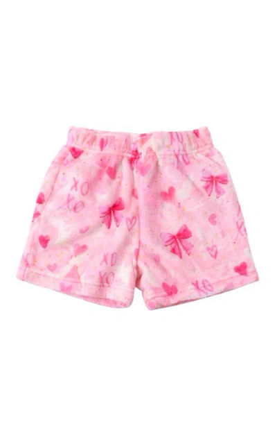 Preppy Goose Kids'  Plush Bows Print Loungewear Shorts In Pink