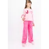 Preppy Goose Plush Candy Cane Loungewear Pant In Pink
