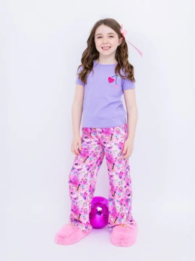 Preppy Goose Kids'  Plush Doodle Loungewear Pant In Pink