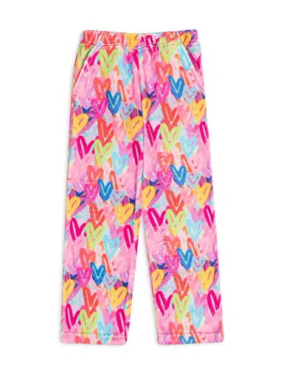 Preppy Goose Kids'  Plush Graffiti Hearts Loungewear Pant In Multi