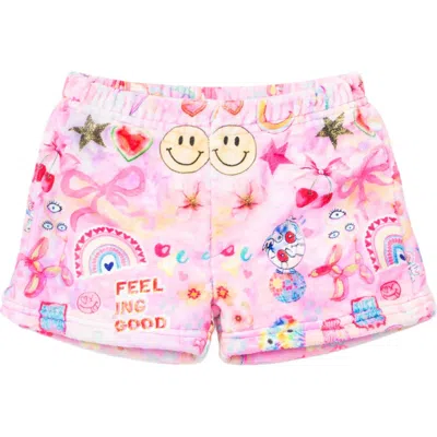 Preppy Goose Kids'  Plush Happy Collage Loungewear Shorts In Multi