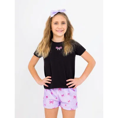 Preppy Goose Kids'  Plush Holiday Bows Loungewear Shorts In Purple
