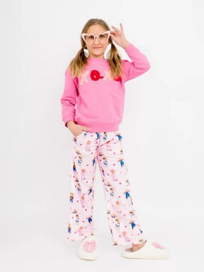 Preppy Goose Kids'  Plush Teddy Bears Loungewear Pant In Pink