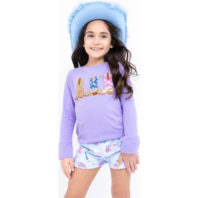 Preppy Goose Kids'  Plush Wild West Loungewear Shorts In Purple