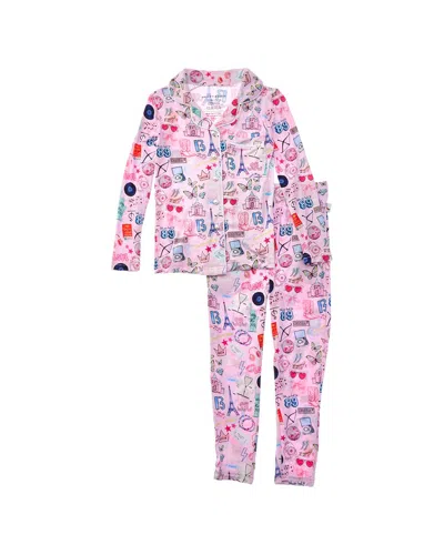 Preppy Goose Kids' Preppygoose 2pc Girls Abroad Pajama Set In Pink
