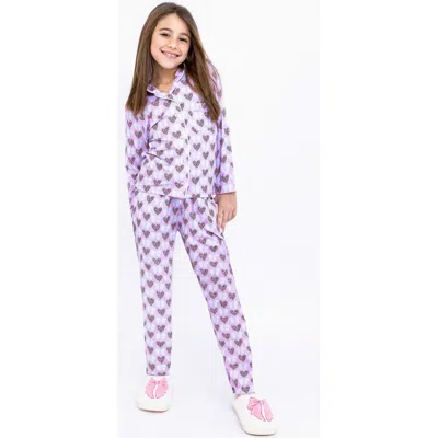 Preppy Goose Kids'  Printed Jersey Long Sleeve Pajama Pant Set In Blue