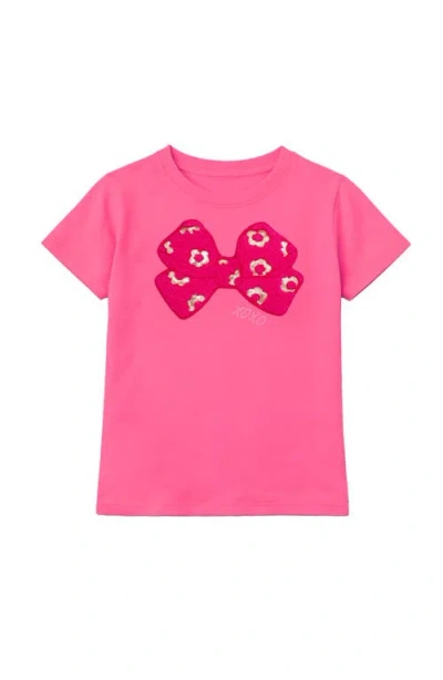 Preppy Goose Kids'  Sequin Bow Applique Short Sleeve Tee In Pink