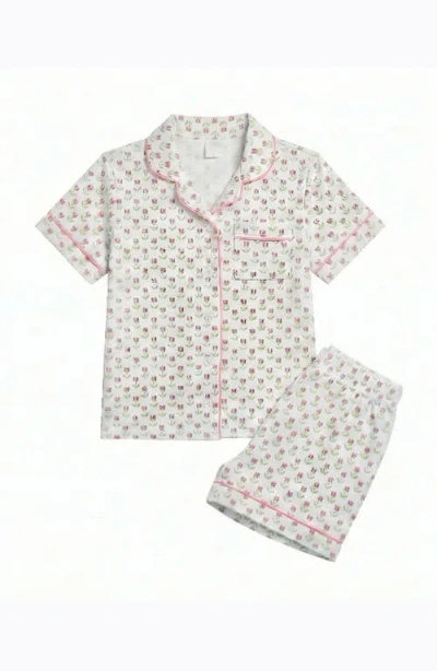 Preppy Goose Kids'  Tulip Print Short Sleeve Jersey Pj In White