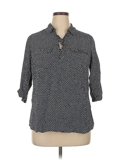 Pre-owned Prescott New York 3/4 Sleeve Button Down Shirt In Gray