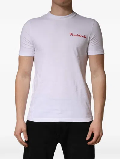 President's Logo-embroidered T-shirt In White