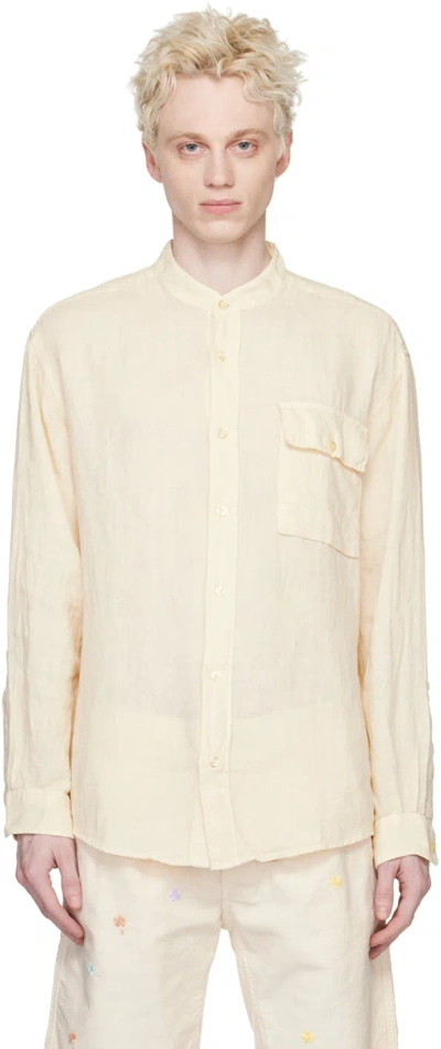 President's Long-sleeved Linen Shirt In Ecrù