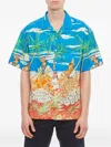 President's Palm-tree Print Short-sleeved Shirt In Blue