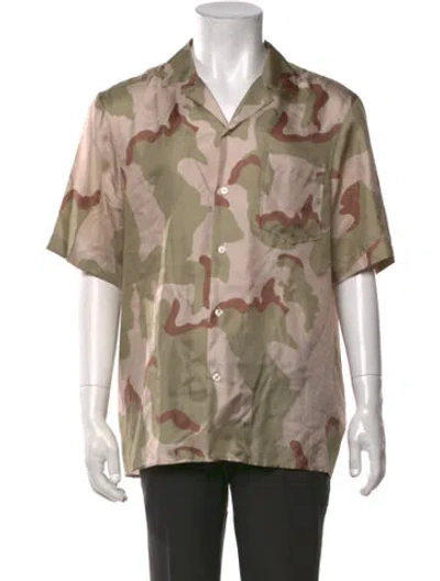 Pre-owned President's Silk Camouflage Print Shirt In Neutrals