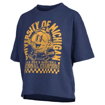 Pressbox Basketball National Champions Motley Crew Oversized Boxy T-shirt In Blue