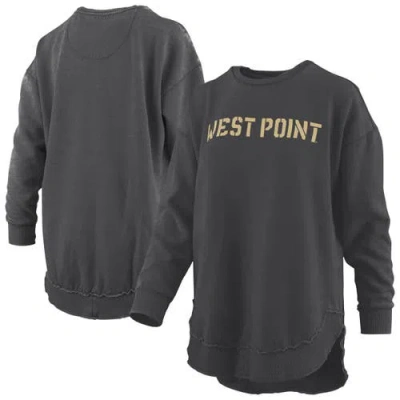 Pressbox Black Army Black Knights Melange Poncho Vintage Fleece Long Sleeve Pullover Sweatshirt In Gray