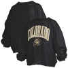 Pressbox Women's Black Colorado Buffaloes Janise Arch Over Logo Waist Length Oversized Pullover Sweatshirt In Black