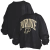 Pressbox Black Purdue Boilermakers Janise Arch Over Logo Waist Length Oversized Pullover Sweatshirt In Black