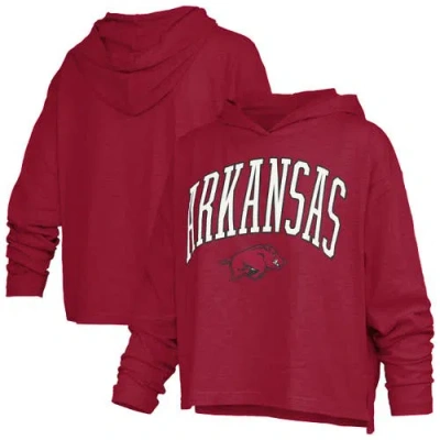 Pressbox Cardinal Arkansas Razorbacks Nelson Arch Over Logo Long Sleeve Hooded Slub T-shirt In Red