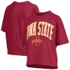 Pressbox Cardinal Iowa State Cyclones Nelson Arch Over Logo Waist Length Oversized Slub T-shirt In Burgundy