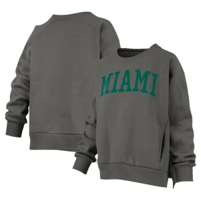 Pressbox Charcoal Miami Hurricanes Pocketed Raglan Pullover Sweatshirt In Gray