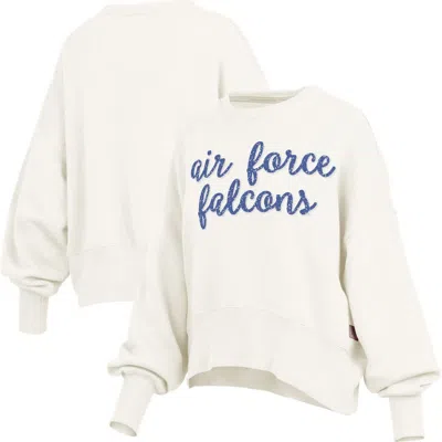 Pressbox Cream Air Force Falcons Oversized Chelsea Waist Length Pullover Sweatshirt In White