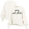Pressbox Cream Army Black Knights Oversized Chelsea Waist Length Pullover Sweatshirt In White