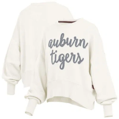 Pressbox Cream Auburn Tigers Chelsea Oversized Pullover Sweatshirt In White