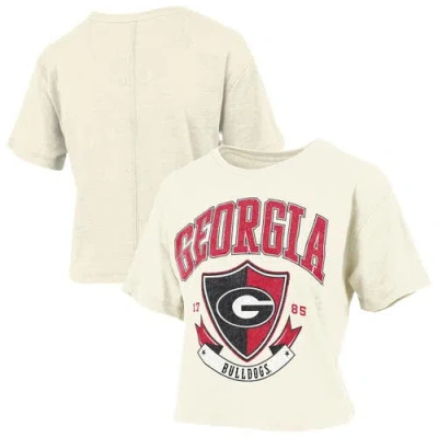 Pressbox Cream Georgia Bulldogs Buckler Vintage Cropped T-shirt In White