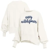 Pressbox Cream Navy Midshipmen Oversized Chelsea Waist Length Pullover Sweatshirt In Neutral