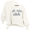 Pressbox Cream Ole Miss Rebels Chelsea Oversized Pullover Sweatshirt In Neutral